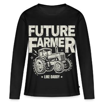 Zukünftiger Farmer Baby Tractor Vintage Dad - Frauen Premium Bio Langarmshirt - Schwarz - Vorne - Julia (174cm)