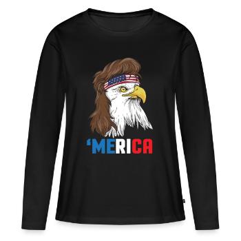 Patriotic Mullet Eagle Independence Day le 4 juillet - T-shirt manches longues Premium bio Femme - noir - Devant - Julia (174cm)