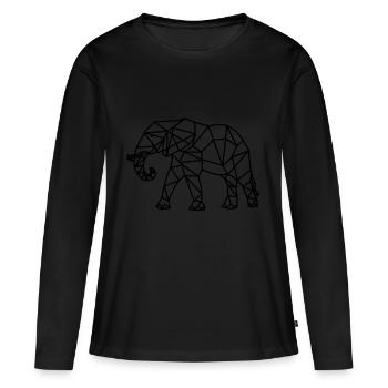 Eléphant géométrie géométrique animaux - T-shirt manches longues Premium bio Femme - noir - Devant - Julia (174cm)