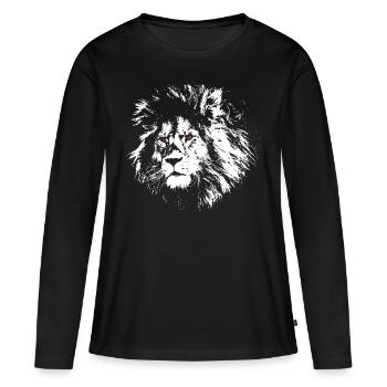 tête de lion - T-shirt manches longues Premium bio Femme - noir - Devant - Julia (174cm)