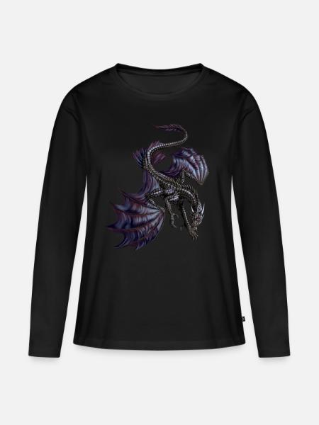 Schwarzer Drache - Frauen Premium Bio Langarmshirt - Schwarz