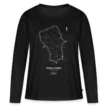 TARGA FLORIO 72 km - SICILE Carte de la piste - T-shirt manches longues Premium bio Femme - noir - Devant - Julia (174cm)