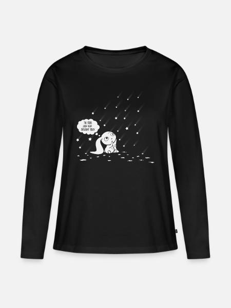 Comic Hase mit Sternen - Frauen Premium Bio Langarmshirt - Schwarz