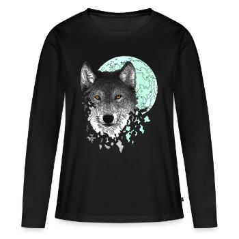 wolf - Women's Premium Organic Long Sleeve Shirt - black - Front - Julia (174cm)