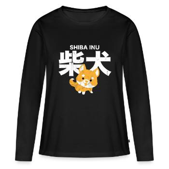 Shiba Inu Tshirt Japanese Rare Dog Species Doge - Women's Premium Organic Long Sleeve Shirt - black - Front - Julia (174cm)