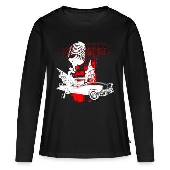 Auto Rockabilly Trash Polka - T-shirt manches longues Premium bio Femme - noir - Devant - Julia (174cm)