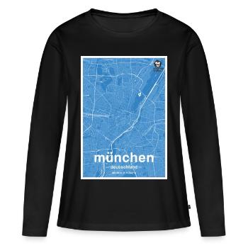 Munich Classic carte de la ville bleue - T-shirt manches longues Premium bio Femme - noir - Devant - Julia (174cm)