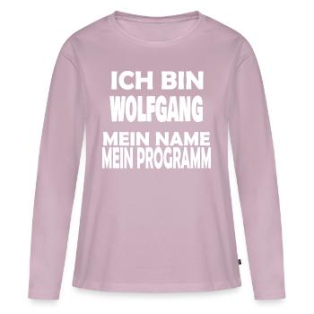 Programm Name WOLFGANG - Frauen Premium Bio Langarmshirt - Altrosa - Vorne - Julia (174cm)