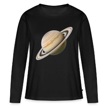 Saturne - T-shirt manches longues Premium bio Femme - noir - Devant - Julia (174cm)