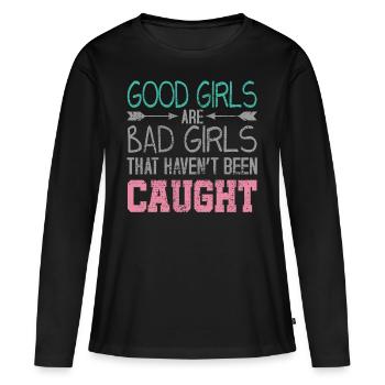 Boese Maedchen Gute Maedchen - Frauen Premium Bio Langarmshirt - Schwarz - Vorne - Julia (174cm)