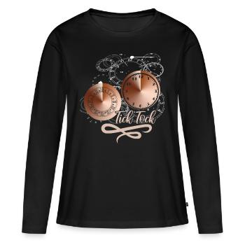 Grand-père Réveil Affichage de l'heure Horloge Clockwork - T-shirt manches longues Premium bio Femme - noir - Devant - Julia (174cm)