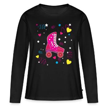 Rollerblade Pink Roller Roller Roller Patinage - T-shirt manches longues Premium bio Femme - noir - Devant - Julia (174cm)