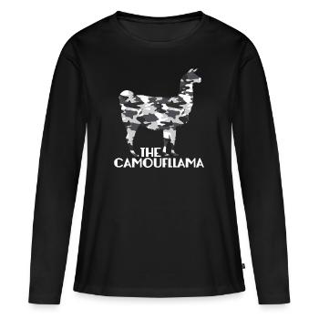 Camouflage Lama Camouflage Gift Alpaca Military - Women's Premium Organic Long Sleeve Shirt - black - Front - Julia (174cm)