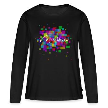 Marathon (coloré) - T-shirt manches longues Premium bio Femme - noir - Devant - Julia (174cm)