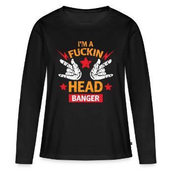 Fuckin Headbanger Heavy Metal Rock Music Musician - T-shirt manches longues Premium bio Femme - noir - Devant - Julia (174cm)
