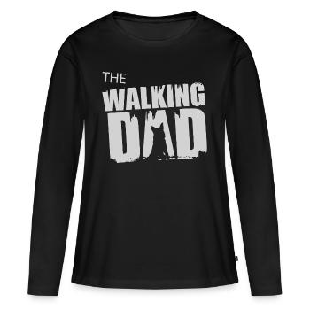 Idée cadeau de berger allemand à pied Père Gassi - T-shirt manches longues Premium bio Femme - noir - Devant - Julia (174cm)