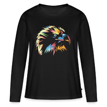 Falke in Bunt - Frauen Premium Bio Langarmshirt - Schwarz - Vorne - Julia (174cm)