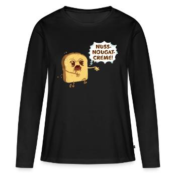 Zombie Toast: Nuss-Nougat-Creme - Frauen Premium Bio Langarmshirt - Schwarz - Vorne - Julia (174cm)