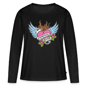 Feministisches Statement Design Feminis-Muss - Frauen Premium Bio Langarmshirt - Schwarz - Vorne - Julia (174cm)