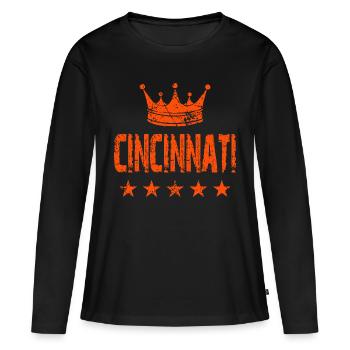 Étoiles de la couronne de Cincinnati - T-shirt manches longues Premium bio Femme - noir - Devant - Julia (174cm)