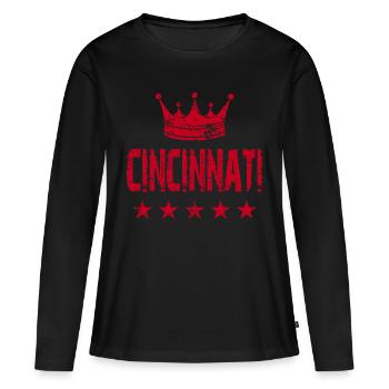 Étoiles de la couronne de Cincinnati - T-shirt manches longues Premium bio Femme - noir - Devant - Julia (174cm)