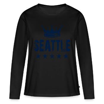 Étoiles de la couronne de Seattle - T-shirt manches longues Premium bio Femme - noir - Devant - Julia (174cm)
