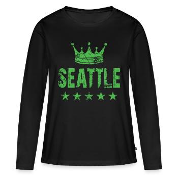 Étoiles de la couronne de Seattle - T-shirt manches longues Premium bio Femme - noir - Devant - Julia (174cm)