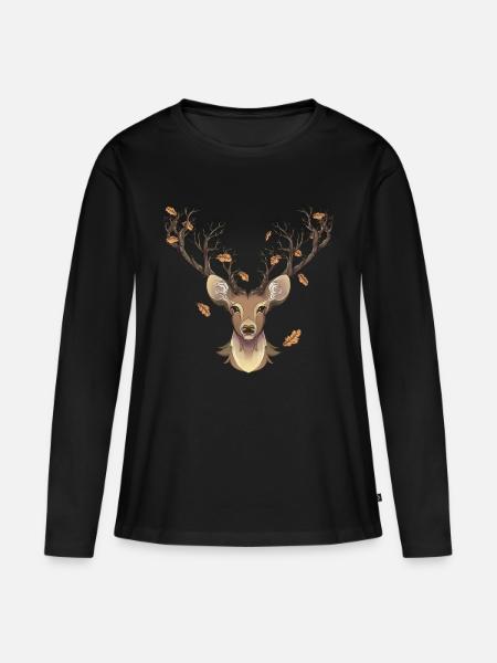 Hirsch im Herbst - Frauen Premium Bio Langarmshirt - 