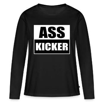 Ass kicker Drôle en disant ace kicker - T-shirt manches longues Premium bio Femme - noir - Devant - Julia (174cm)