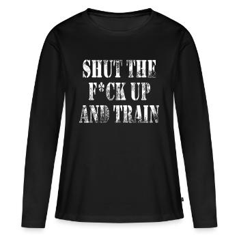 formation - T-shirt manches longues Premium bio Femme - noir - Devant - Julia (174cm)