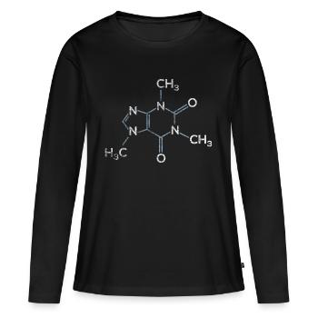 Cadeau de molécule de caféine - T-shirt manches longues Premium bio Femme - noir - Devant - Julia (174cm)
