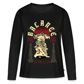 Ying et Tigre Yang - T-shirt manches longues Premium bio Femme - noir - Devant - Julia (174cm)