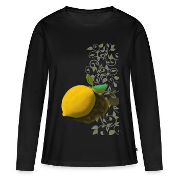 Zitrone und Zarte Ranken - Frauen Premium Bio Langarmshirt - Schwarz - Vorne - Julia (174cm)