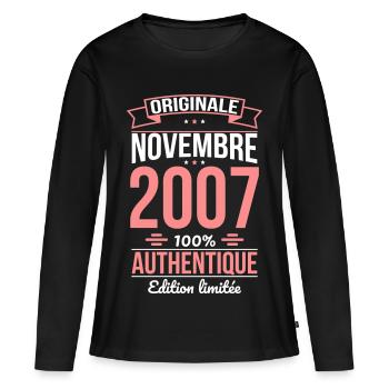 18th Birthday - Original - November 2007 - Women's Premium Organic Long Sleeve Shirt - black - Front - Julia (174cm)