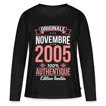 20th Anniversary - Original - November 2005 - Women's Premium Organic Long Sleeve Shirt - black - Front - Julia (174cm)
