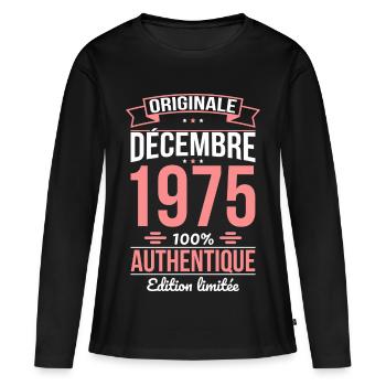 50-jähriges Jubiläum - Original - Dezember 1975 - Frauen Premium Bio Langarmshirt - Schwarz - Vorne - Julia (174cm)