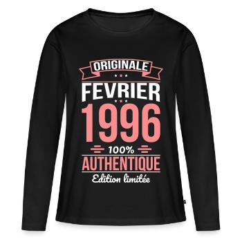 30th Anniversary - Original - February 1996 - Women's Premium Organic Long Sleeve Shirt - black - Front - Julia (174cm)