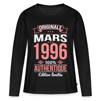 30th Anniversary - Original - March 1996 - Women's Premium Organic Long Sleeve Shirt - black - Front - Julia (174cm)