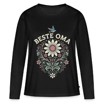 Meilleur cadeau de fleurs pour grand-mère pour la fête des mères - T-shirt manches longues Premium bio Femme - noir - Devant - Julia (174cm)