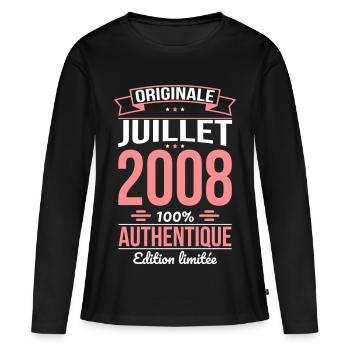 Anniversaire 18 ans - Originale - Juillet 2008 - T-shirt manches longues Premium bio Femme - noir - Devant - Julia (174cm)