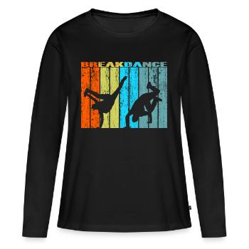 cadeau vintage retro breakdance - T-shirt manches longues Premium bio Femme - noir - Devant - Julia (174cm)