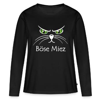 Méchants minou - Mon chat regarde qui me va ! - T-shirt manches longues Premium bio Femme - noir - Devant - Julia (174cm)