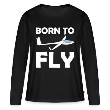 Geboren um zu fliegen Segelflieger gleiten Pilot - Frauen Premium Bio Langarmshirt - Schwarz - Vorne - Julia (174cm)