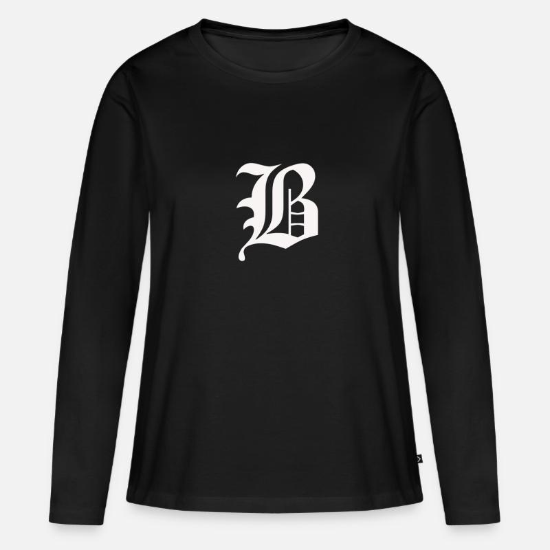 Initiale B - Frauen Premium Bio Langarmshirt - Schwarz