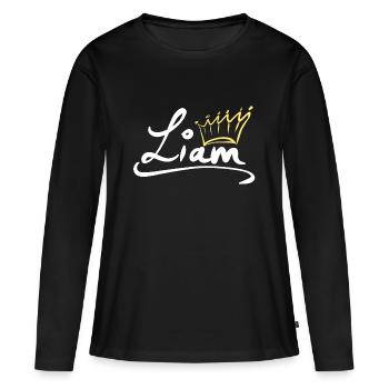 Étiquette de nom de couronne Liam - T-shirt manches longues Premium bio Femme - noir - Devant - Julia (174cm)