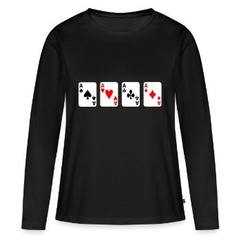4 as - T-shirt manches longues Premium bio Femme - noir - Devant - Julia (174cm)