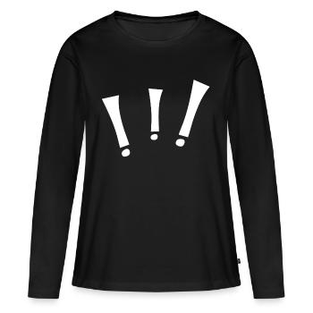 Trois points d’exclamation - T-shirt manches longues Premium bio Femme - noir - Devant - Julia (174cm)