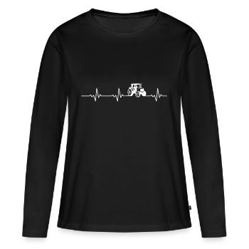 Herzschlag Landwirt - Landwirtschaft Landleben - Frauen Premium Bio Langarmshirt - Schwarz - Vorne - Julia (174cm)