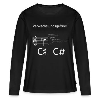 Verwechslungsgefahr Musik Informatik - Musiker - Frauen Premium Bio Langarmshirt - Schwarz - Vorne - Julia (174cm)