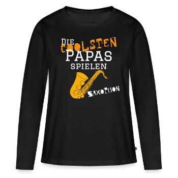 Die coolsten Papas spielen Saxophon Musiker Musik - Frauen Premium Bio Langarmshirt - Schwarz - Vorne - Julia (174cm)